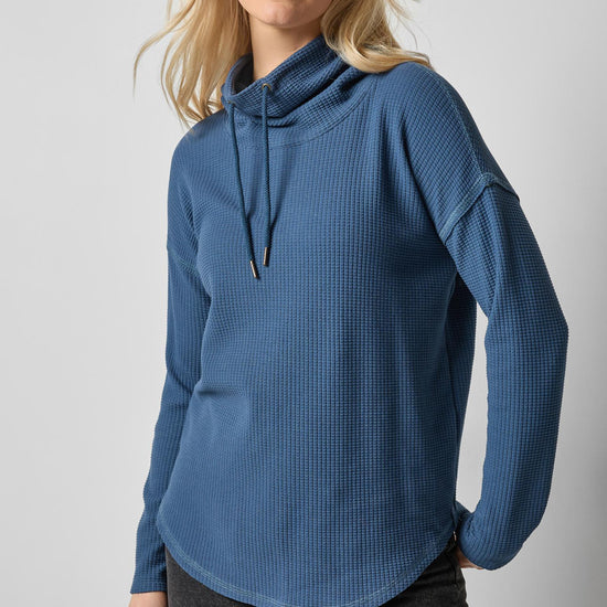 Rounded Hem Mock Neck in color Ink Image A1