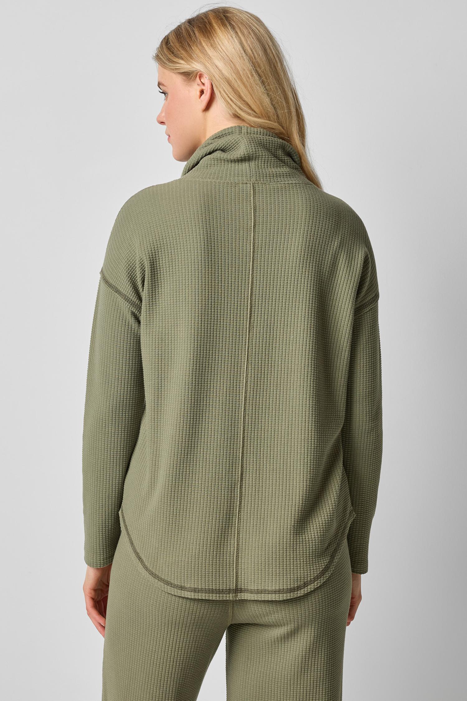 Rounded Hem Mock Neck in color Matcha Image A2