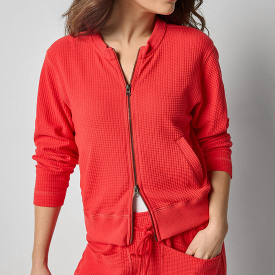 Bomber Zip Cardigan in color Fiesta Image A1