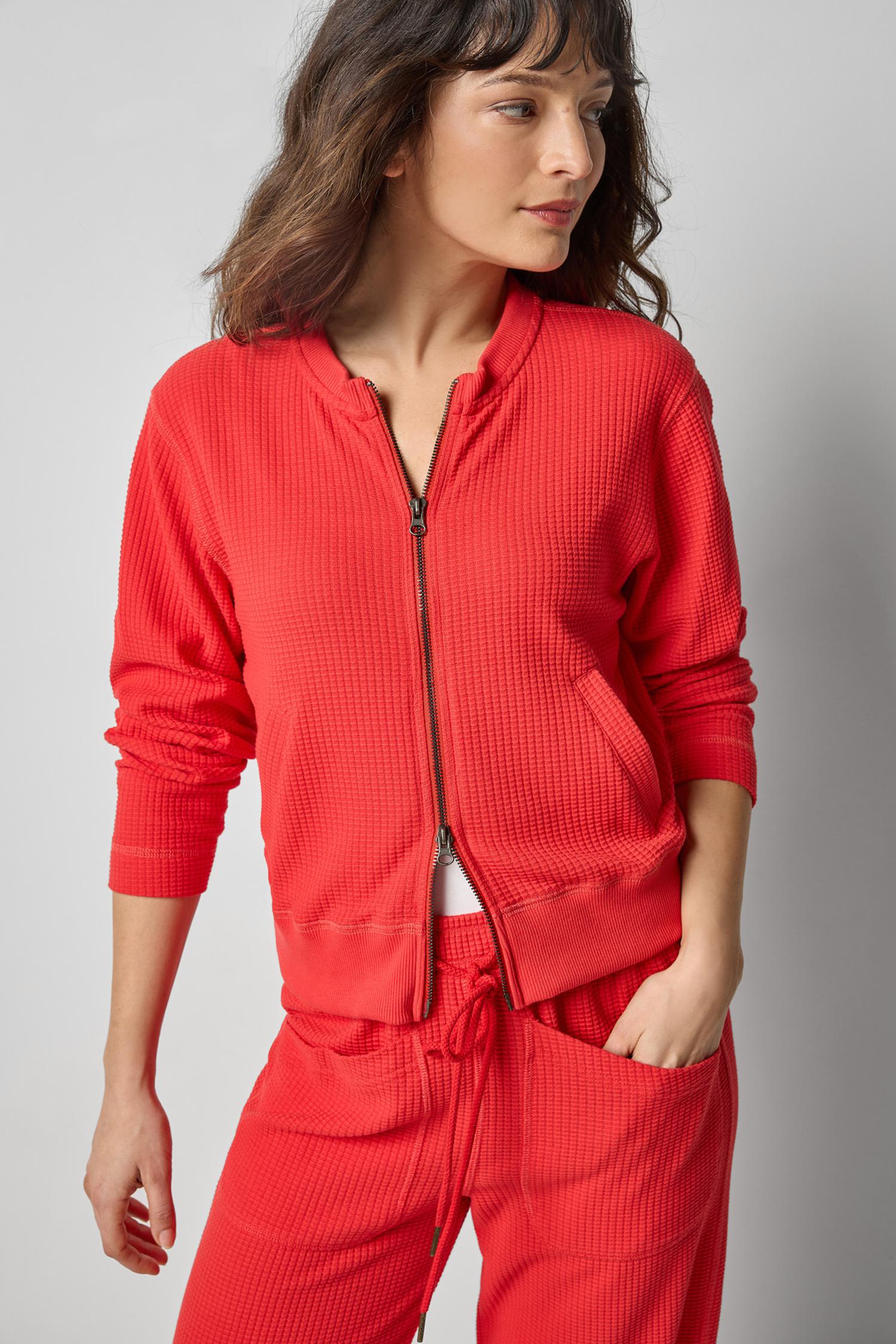 Bomber Zip Cardigan in color Fiesta Image A1