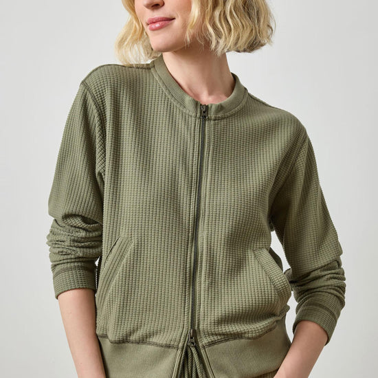 Bomber Zip Cardigan in color Matcha Image A1