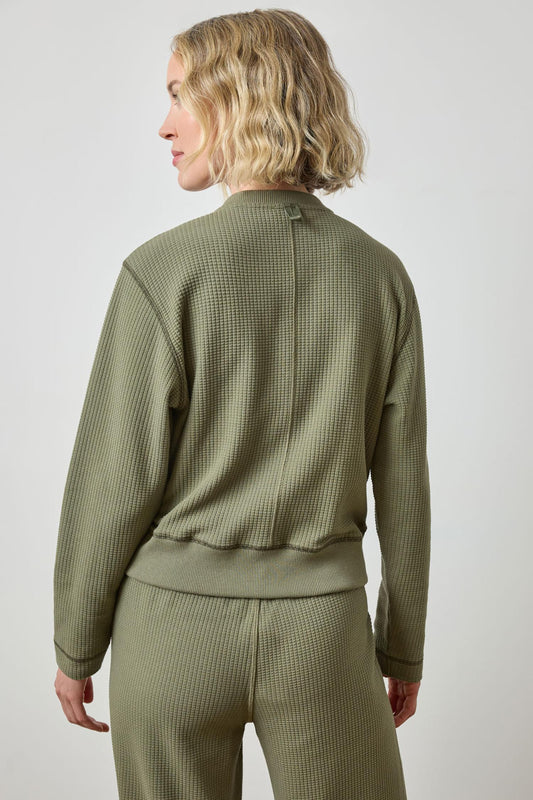 Bomber Zip Cardigan in color Matcha Image A2