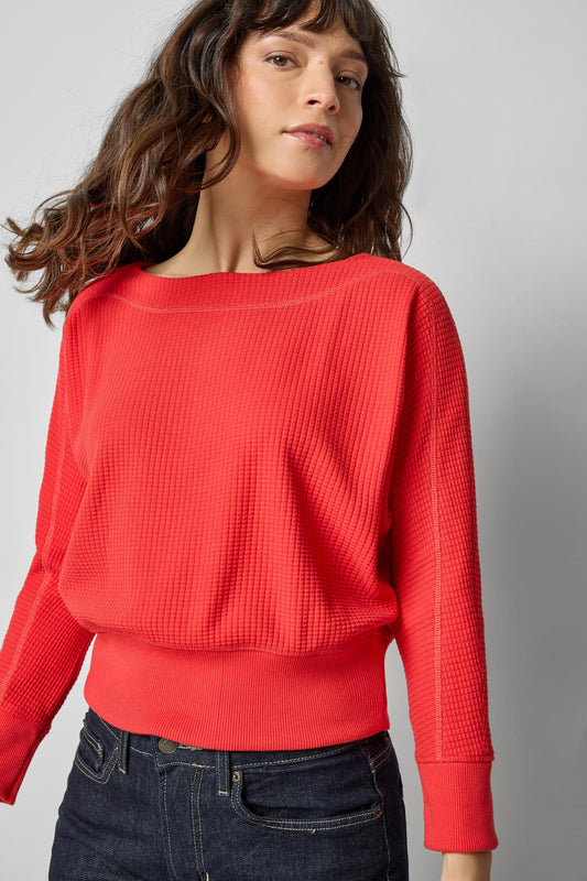 Rib Trim Seamed Top in color Fiesta Image A1