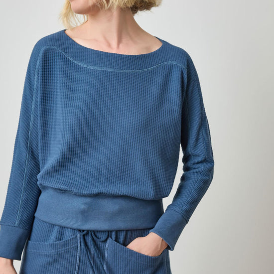 Rib Trim Seamed Top in color Ink Image A1