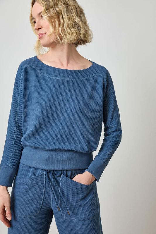 Rib Trim Seamed Top in color Ink Image A1