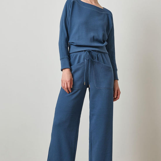 Rib Trim Seamed Top in color Ink Image A3