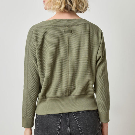 Rib Trim Seamed Top in color Matcha Image A2