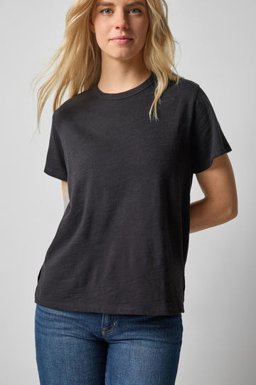 Relaxed Boyfriend Tee Womens Top Black A1