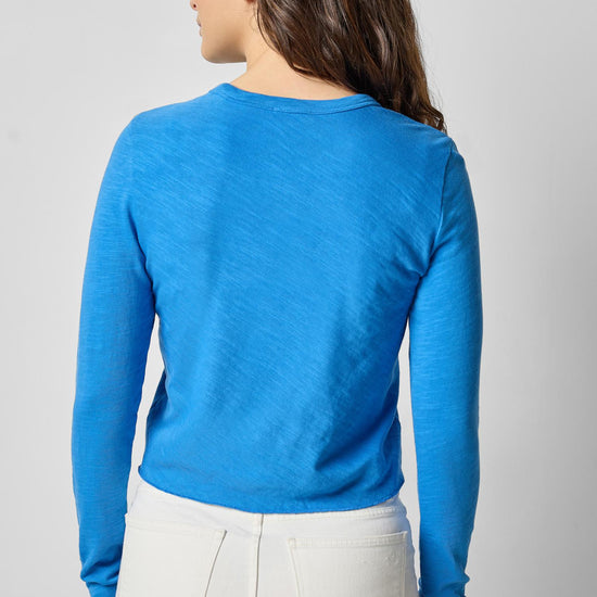 Long Sleeve Bias Cut Crewneck in color Lapis Image A2
