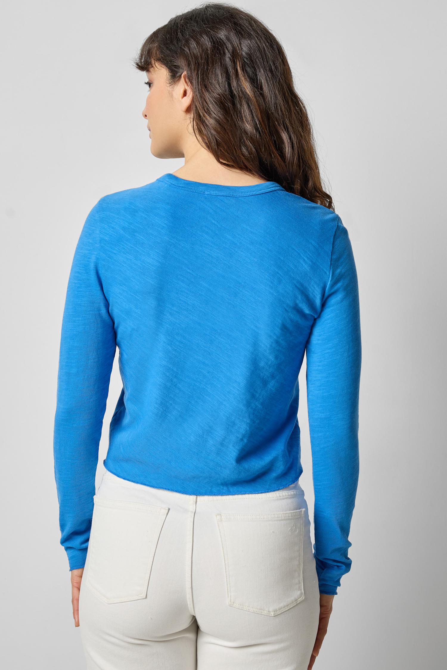 Long Sleeve Bias Cut Crewneck in color Lapis Image A2