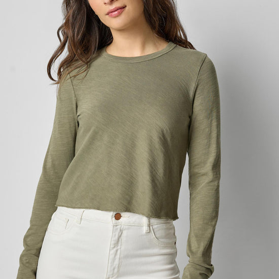 Long Sleeve Bias Cut Crewneck in color Matcha Image A1