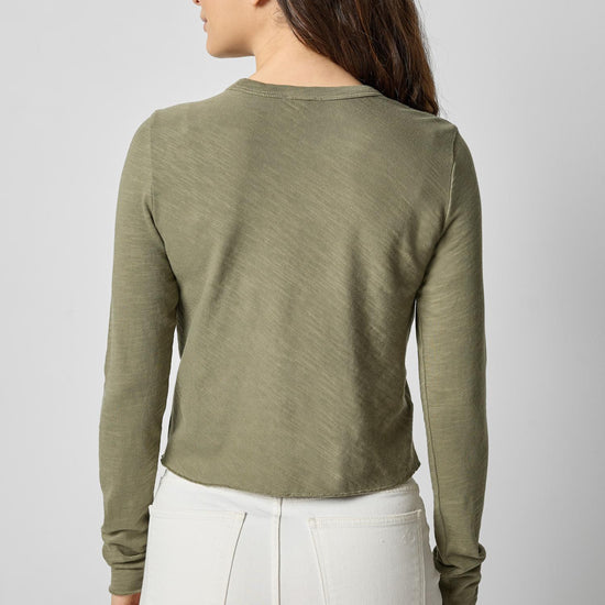 Long Sleeve Bias Cut Crewneck in color Matcha Image A2