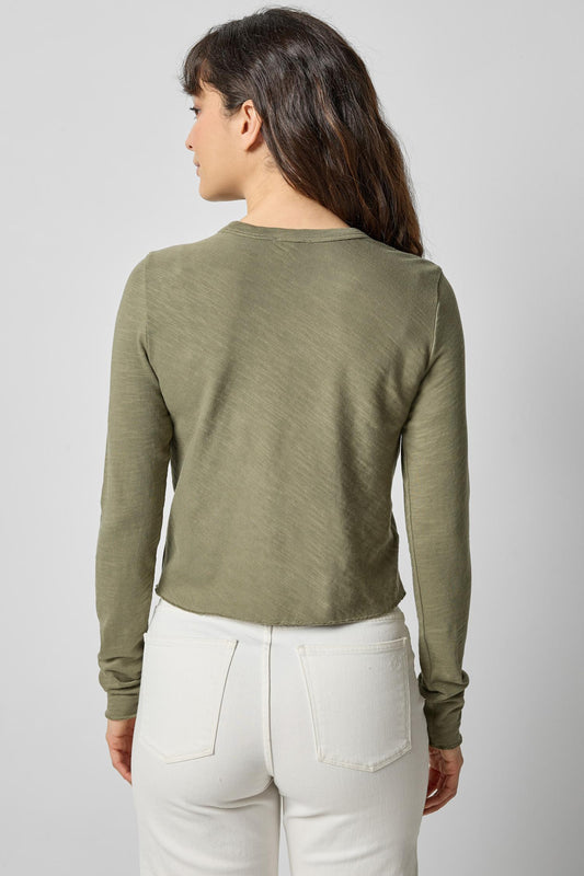 Long Sleeve Bias Cut Crewneck in color Matcha Image A2