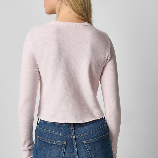 Long Sleeve Bias Cut Crewneck in color Petal Image A2
