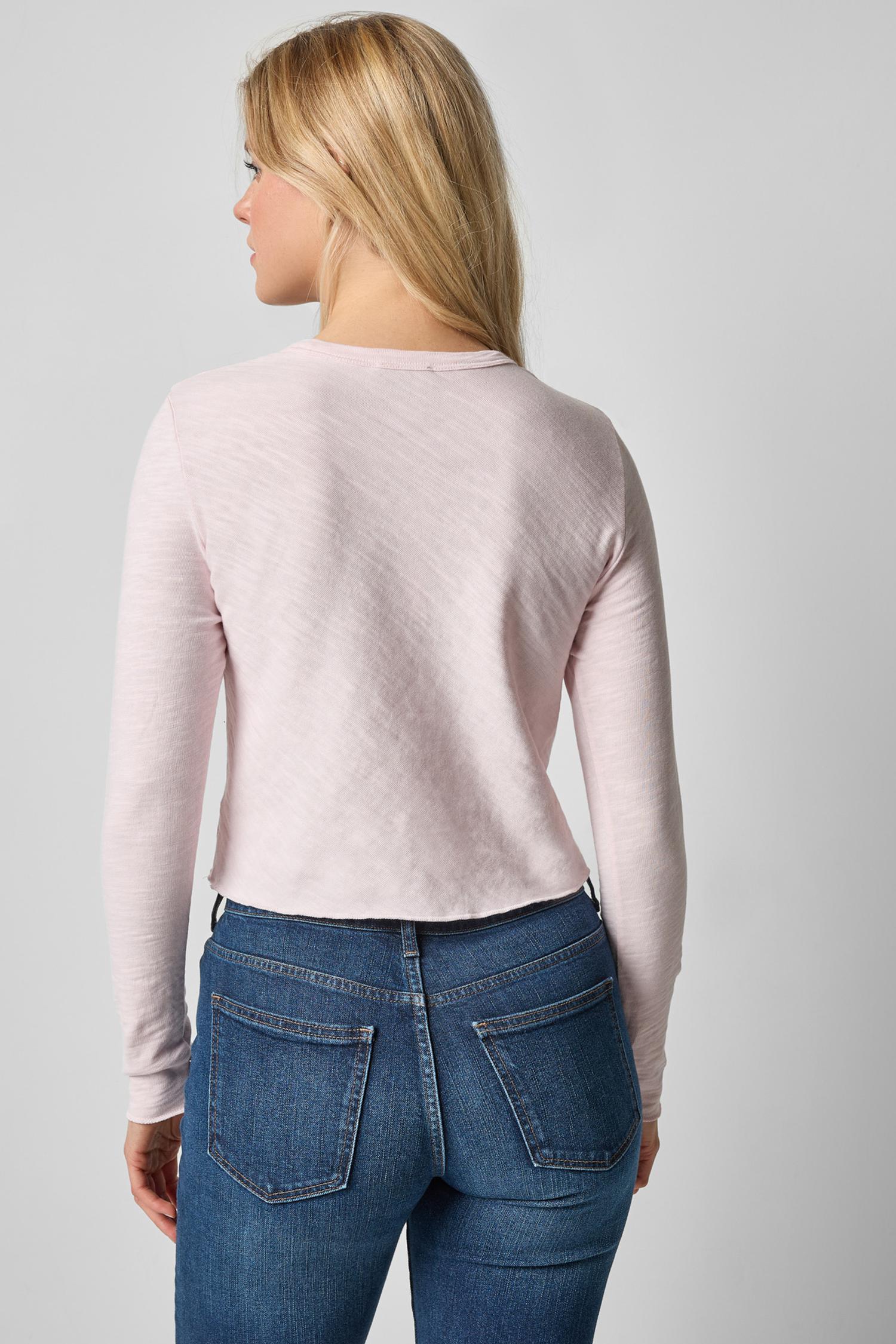 Long Sleeve Bias Cut Crewneck in color Petal Image A2
