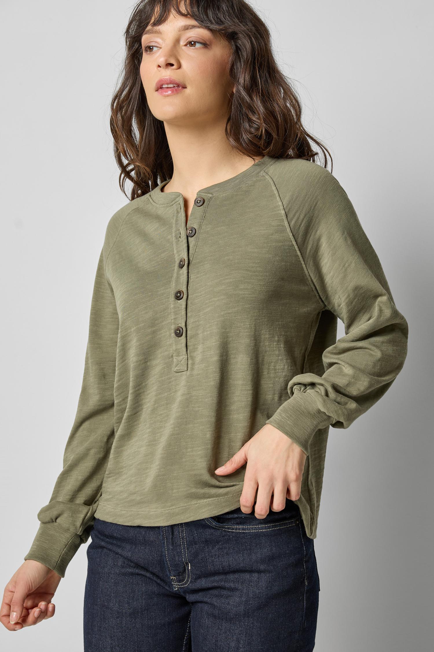 Full Sleeve Henley in color Matcha Image A1