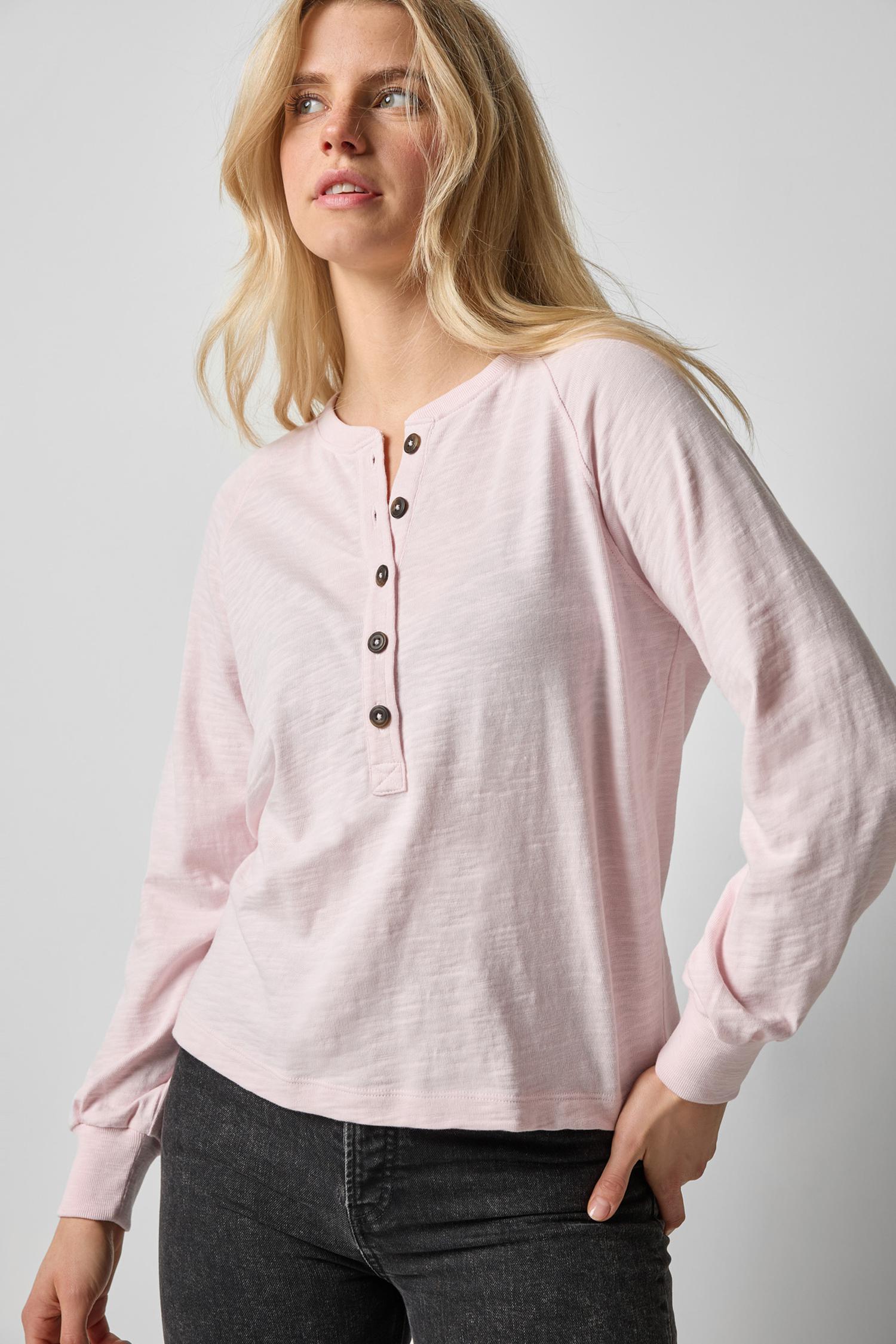 Full Sleeve Henley in color Petal Image A1