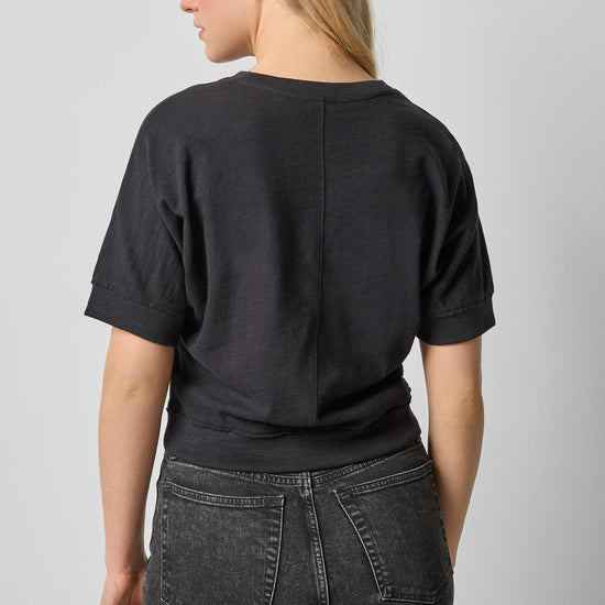 Rib Trim Short Sleeve in color Black Image A2