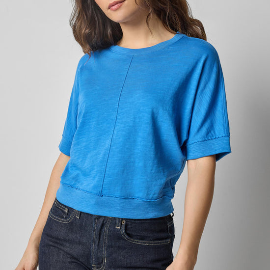 Rib Trim Short Sleeve in color Lapis Image A1