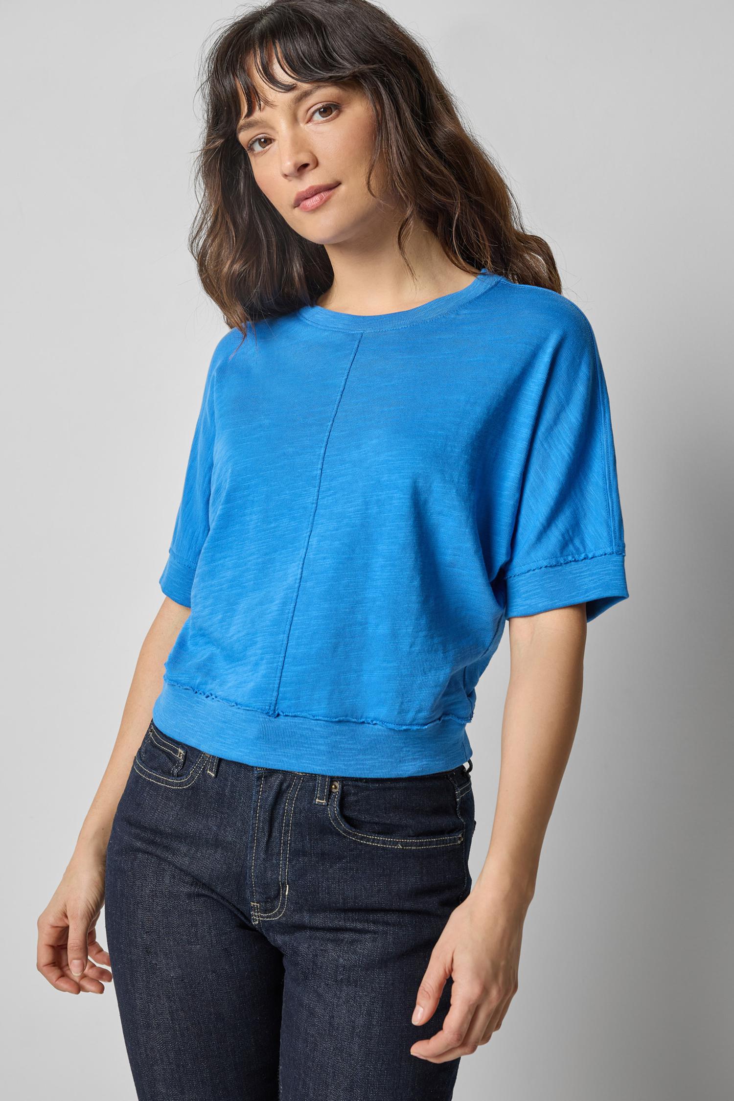 Rib Trim Short Sleeve in color Lapis Image A1