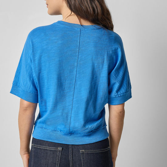 Rib Trim Short Sleeve in color Lapis Image A2