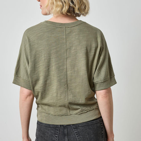 Rib Trim Short Sleeve in color Matcha Image A2
