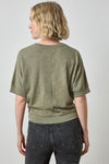 Rib Trim Short Sleeve Womens Top Matcha A2