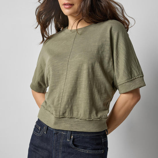 Rib Trim Short Sleeve in color Matcha Image A3