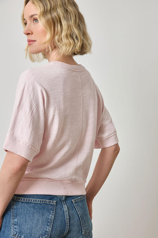 Rib Trim Short Sleeve in color Petal Image A2