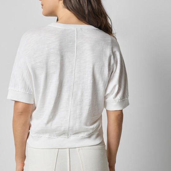 Rib Trim Short Sleeve in color White Image A2