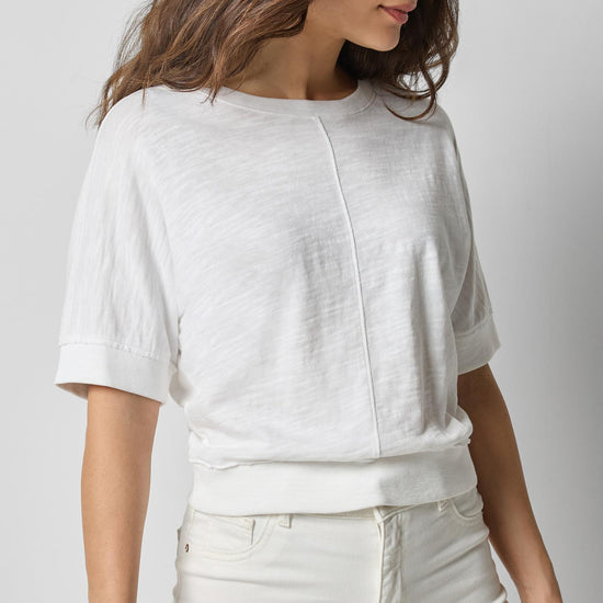 Rib Trim Short Sleeve in color White Image A3