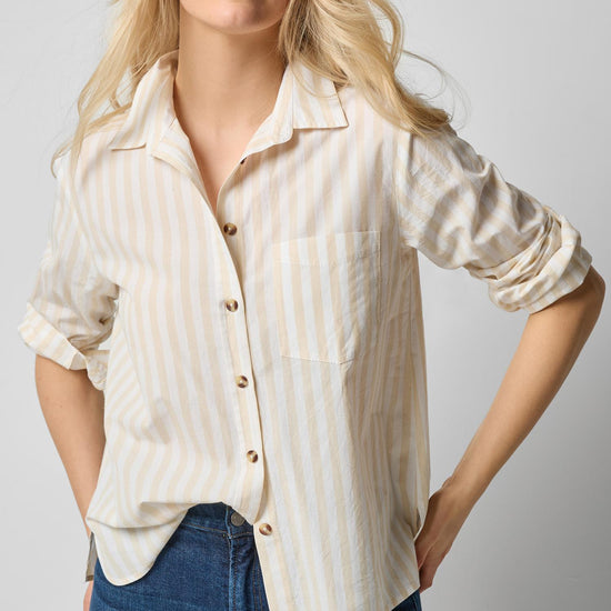 Striped Button Down Shirt in color Ivory/White Stripe Image A1