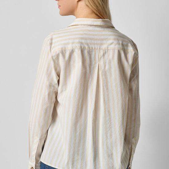 Striped Button Down Shirt in color Ivory/White Stripe Image A2