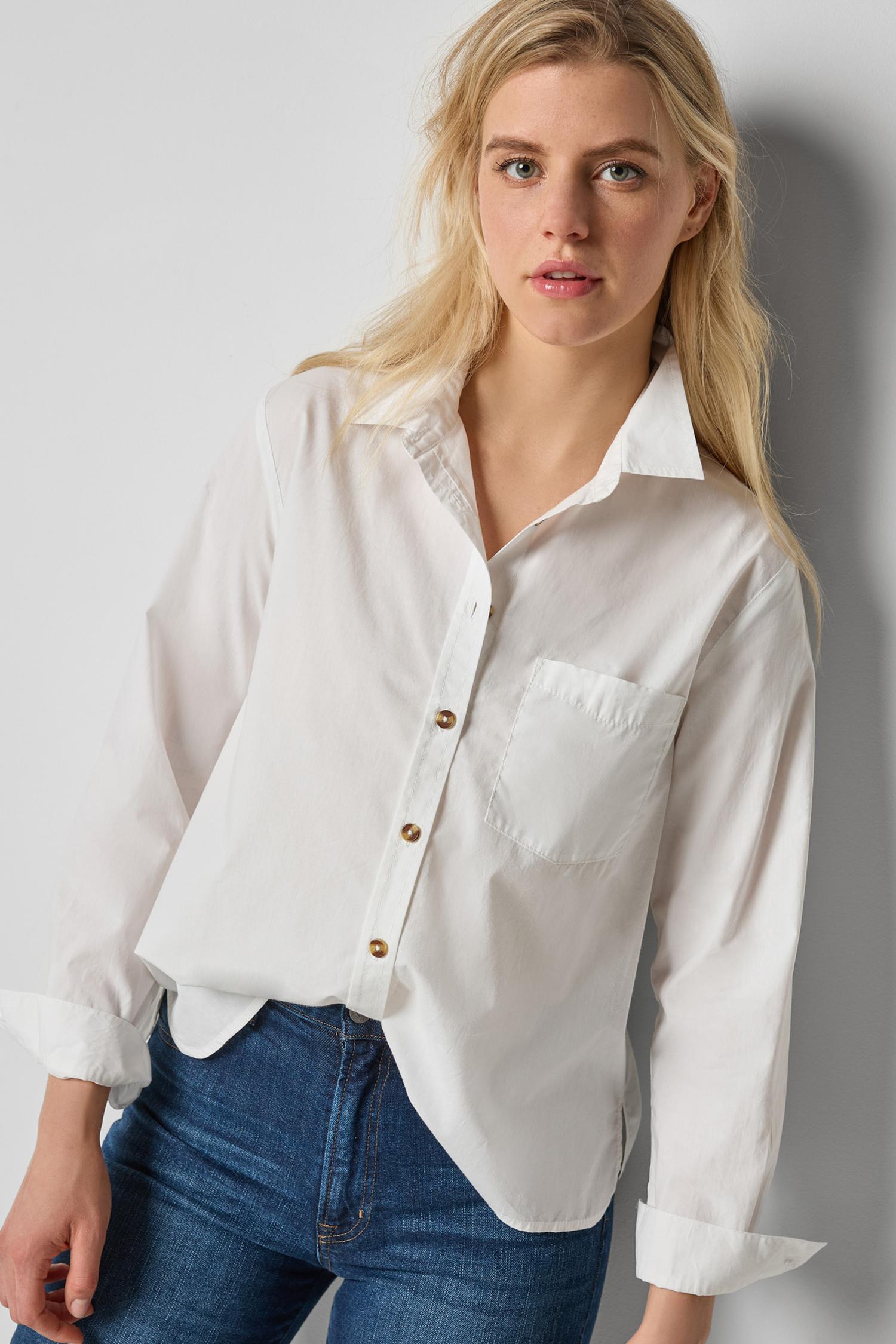 Striped Button Down Shirt in color White Image A1