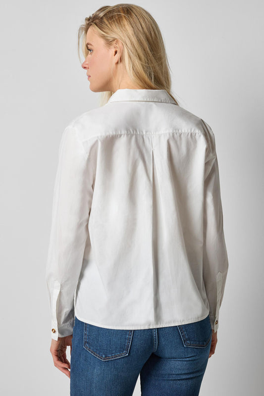 Striped Button Down Shirt in color White Image A2