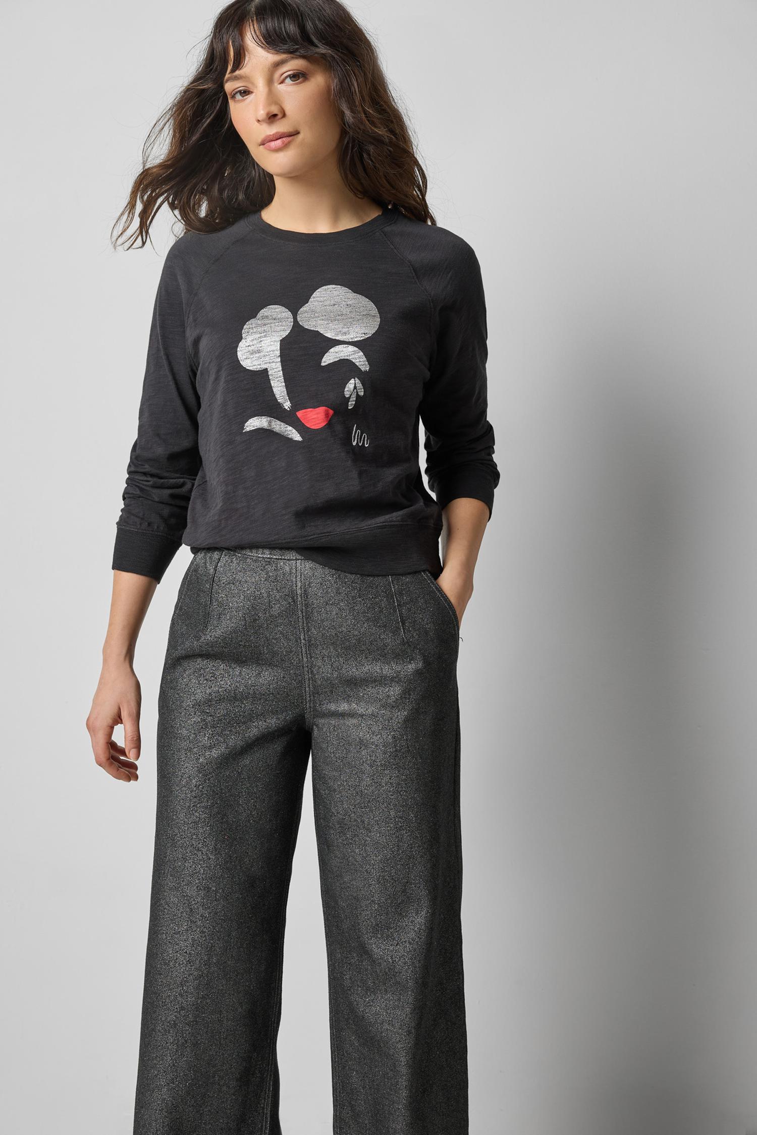 Raglan Sleeve Graphic Tee in color Black Graphic Image A0