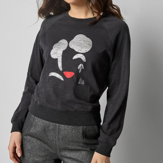 Raglan Sleeve Graphic Tee Womens Top Black Graphic A1