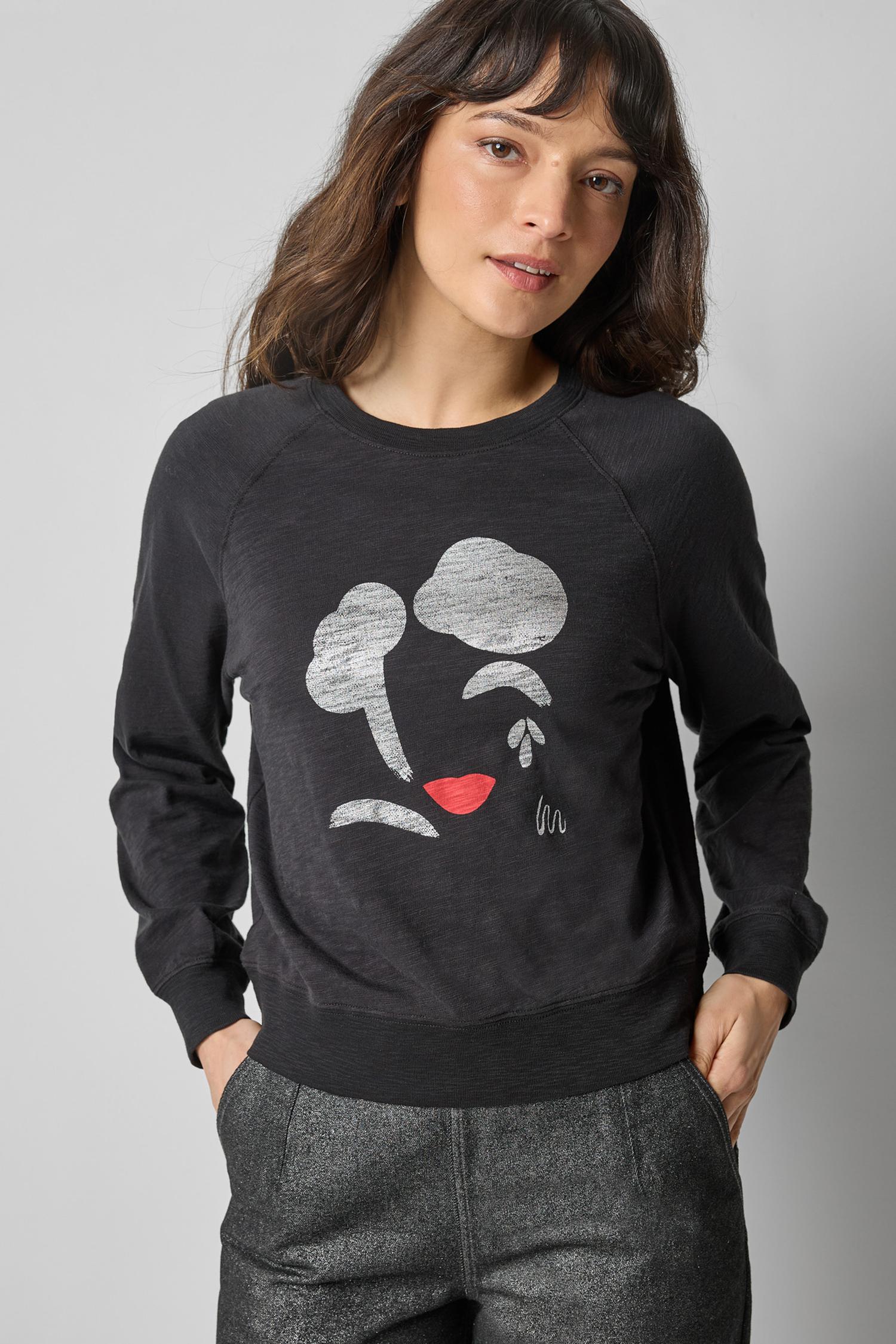 Raglan Sleeve Graphic Tee in color Black Graphic Image A3