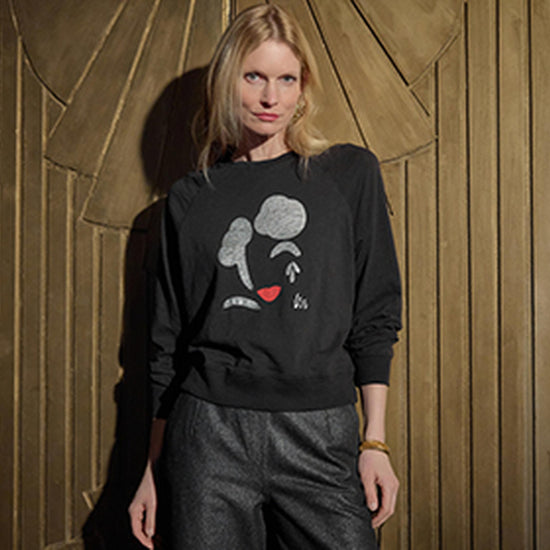 Raglan Sleeve Graphic Tee in color Black Graphic Image C0