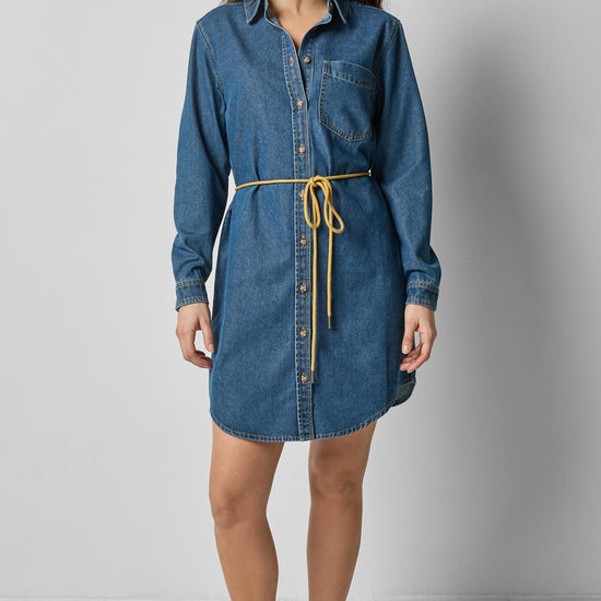 Button Down Shirt Dress in color Blue Denim Image A0