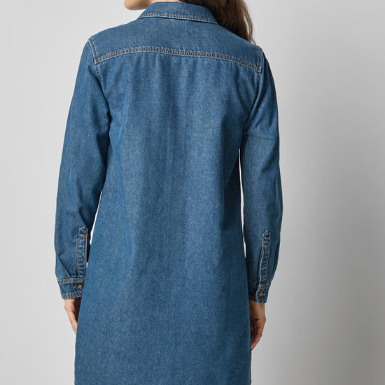 Button Down Shirt Dress in color Blue Denim Image A2