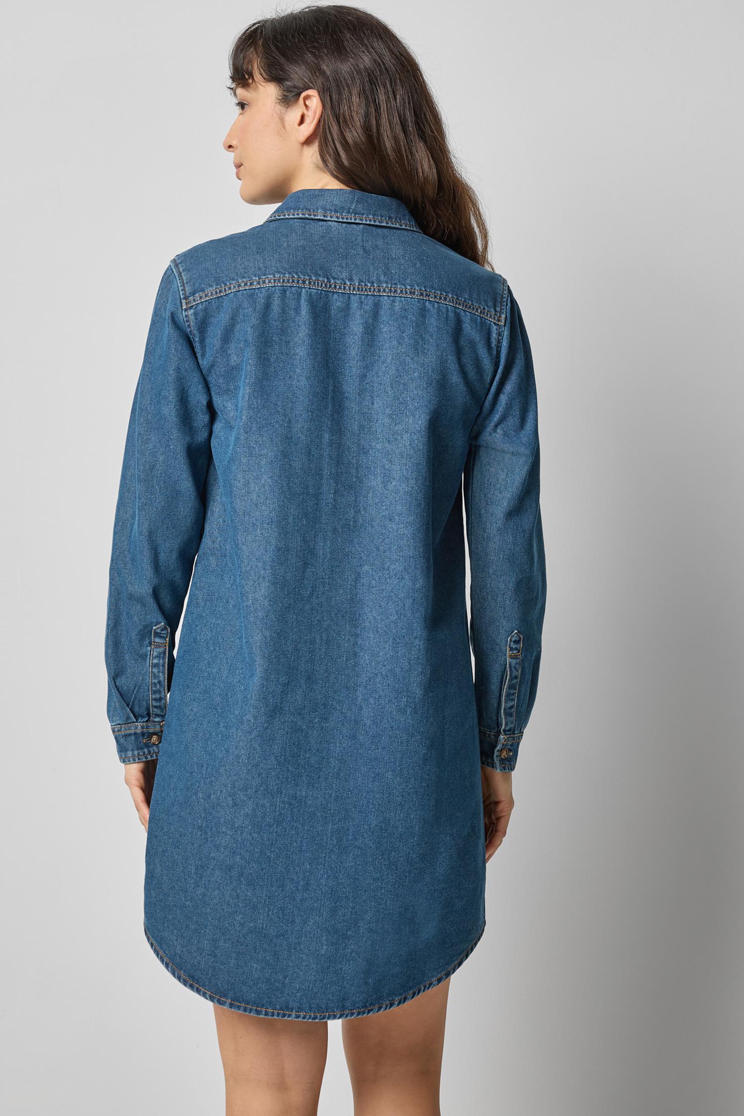 Button Down Shirt Dress in color Blue Denim Image A2