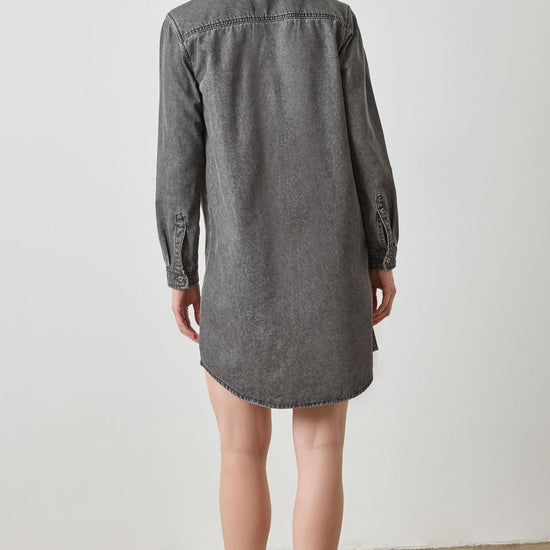 Button Down Shirt Dress in color Grey Denim Image A2