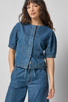 Denim Full Sleeve Seamed Top Womens Top Blue Denim A1