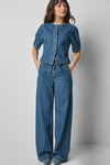 Denim Full Sleeve Seamed Top Womens Top Blue Denim A3