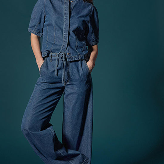 Denim Full Sleeve Seamed Top in color Blue Denim Image C0