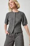 Denim Full Sleeve Seamed Top Womens Top Grey Denim A1