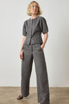 Denim Full Sleeve Seamed Top Womens Top Grey Denim A3
