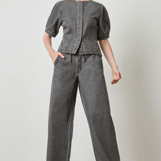 Denim Full Sleeve Seamed Top in color Grey Denim Image A5