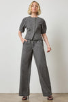 Denim Full Sleeve Seamed Top Womens Top Grey Denim A5